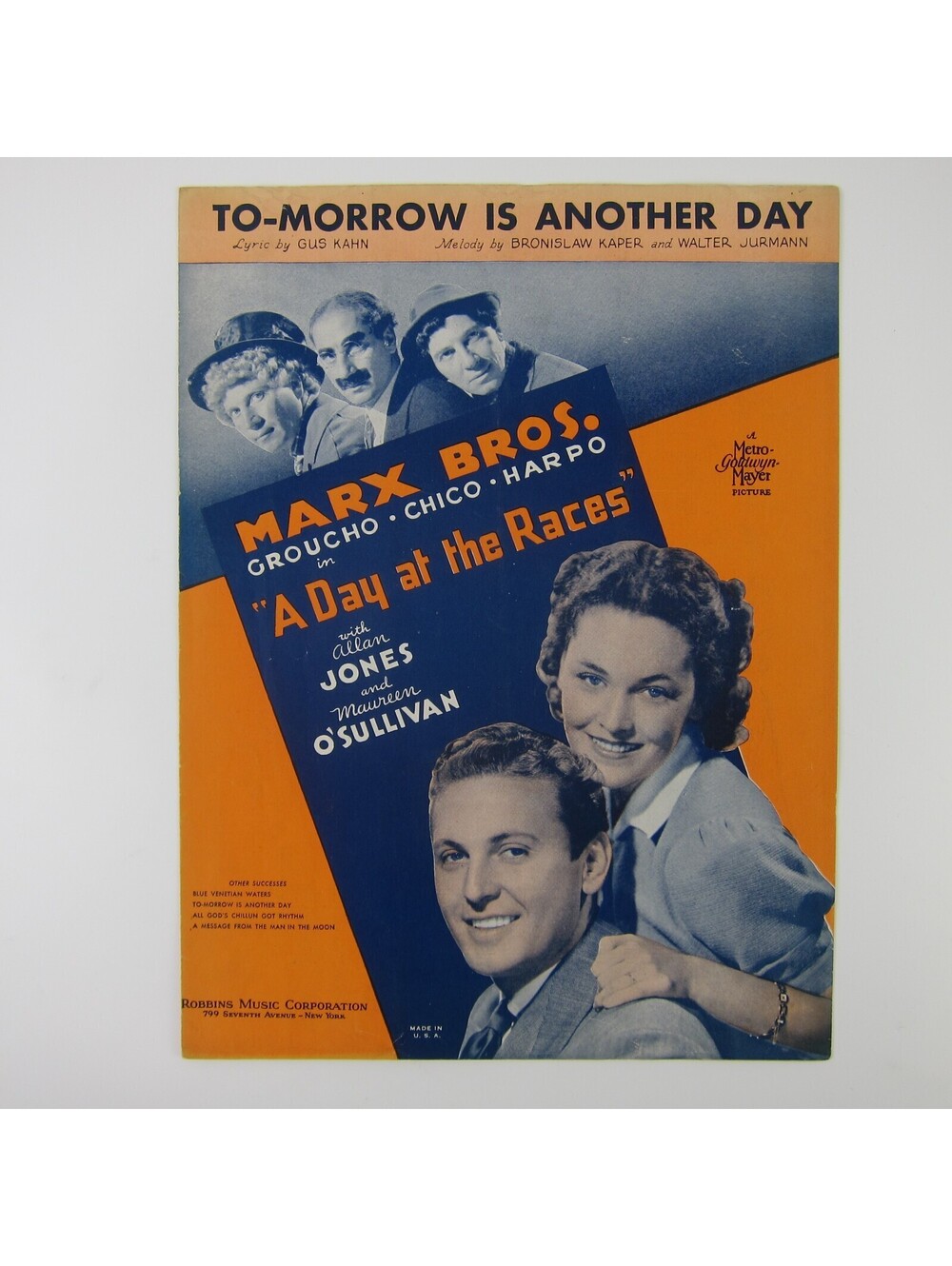 Sheet Music Tomorrow Is Another Day Day at the Races Marx Brothers Vintage 1937